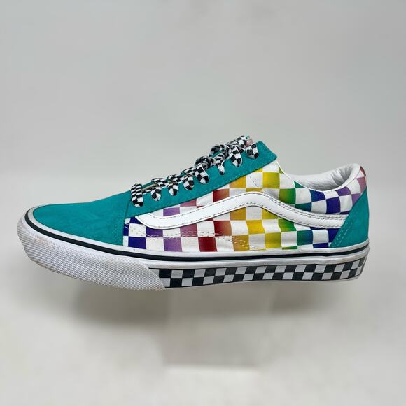 Vans Shoes - Vans Missy Old Skool Rainbow Chex Neon Checkerboard Shoes Womens 9 1/2